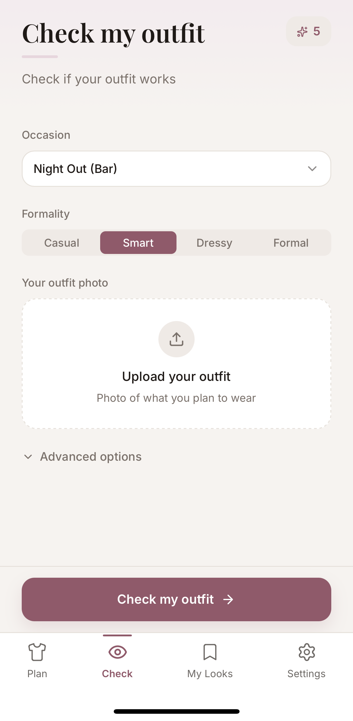 Sarto App Interface showing outfit check